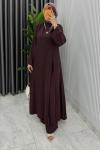 Mürdüm Cansu Müslin Kumaş Tesettür Takım  Mürdüm