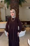 Kahverengi Hürrem Sendi Kumaş Tam Boy Tesettür Elbise  Kahverengi