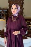 Aybeniz Mürdüm Jile Elbise Takım Modal Kumaş Tesettür Giyim İki Parça Mürdüm