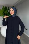 Lacivert Kayra Takım Medine İpeği Kumaş Tesettür Giyim Premium Seri Lacivert