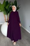 Mürdüm Kayra Takım Medine İpeği Kumaş Tesettür Giyim Premium Seri Mürdüm