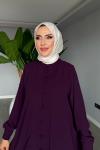 Mürdüm Kayra Takım Medine İpeği Kumaş Tesettür Giyim Premium Seri Mürdüm