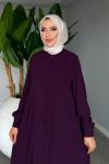 Mürdüm Kayra Takım Medine İpeği Kumaş Tesettür Giyim Premium Seri Mürdüm