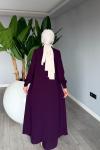 Mürdüm Kayra Takım Medine İpeği Kumaş Tesettür Giyim Premium Seri Mürdüm