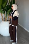 Kahve Başak Takım Genç Kadın Fermuarlı Spor Premium Seri Modal Kumaş Tesettür Giyim Kahverengi