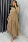 Camel Tuğçe Triko Elbise Tesettür Giyim Premium Seri Camel