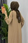 Camel Tuğçe Triko Elbise Tesettür Giyim Premium Seri Camel