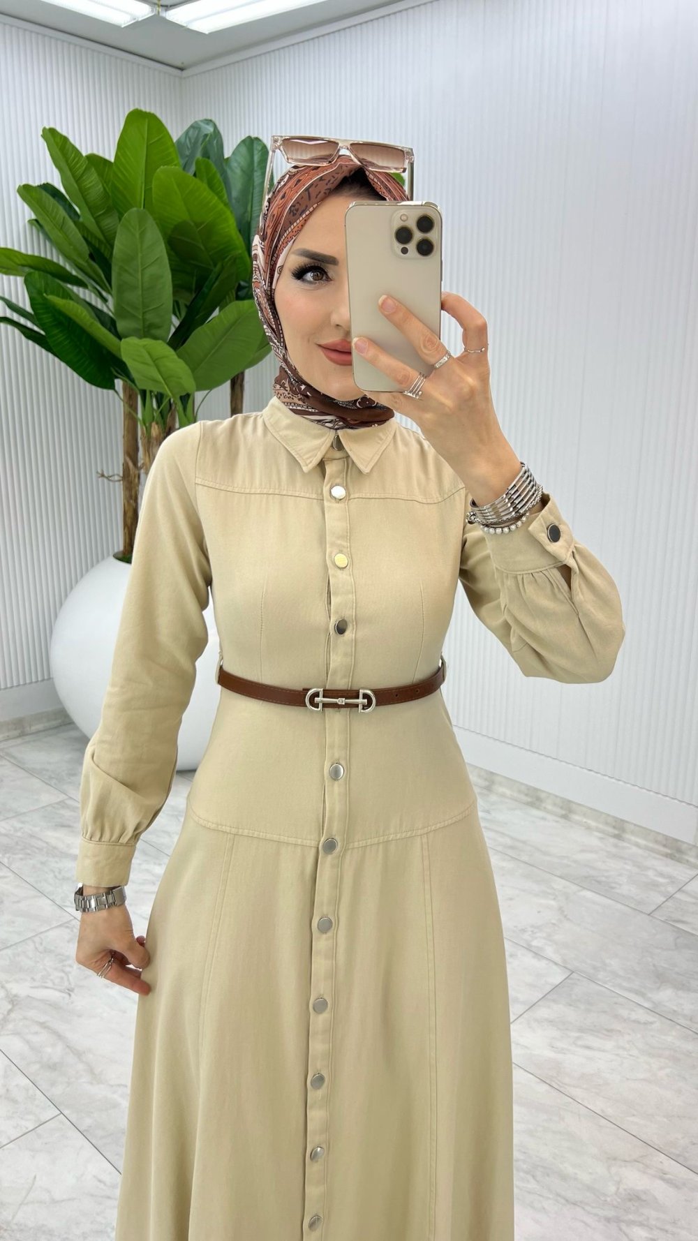 Taş Premium Selin Elbise Tesettür Giyim Taş Rengi Modelleri En Uygun ...